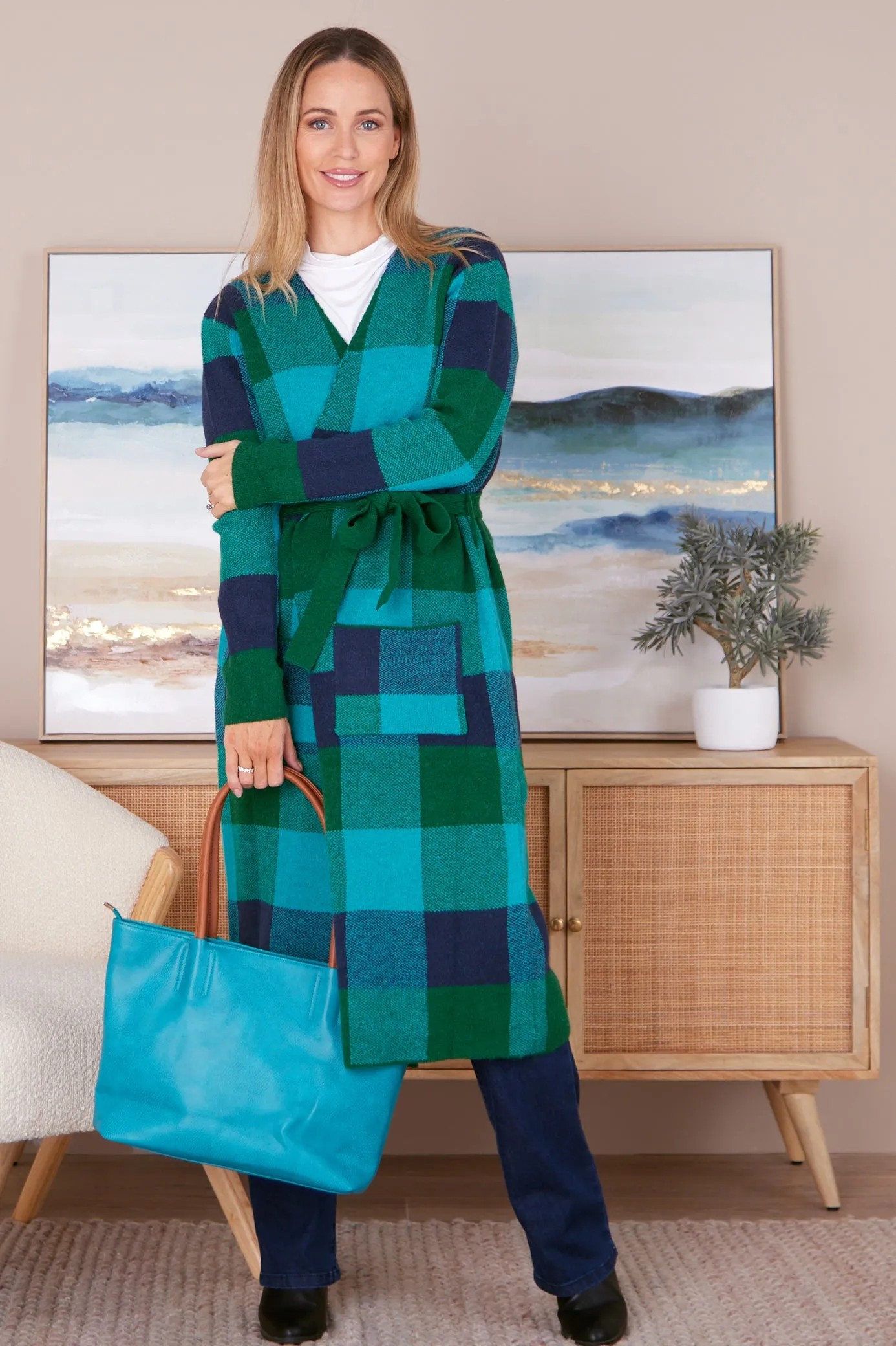 Swift Cardigan - Green/Blue Check