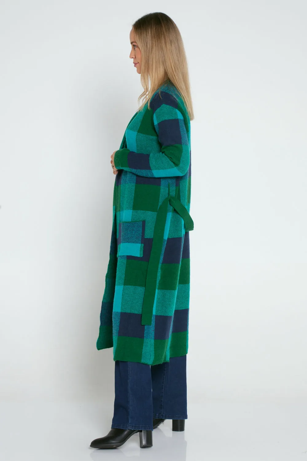 Swift Cardigan - Green/Blue Check
