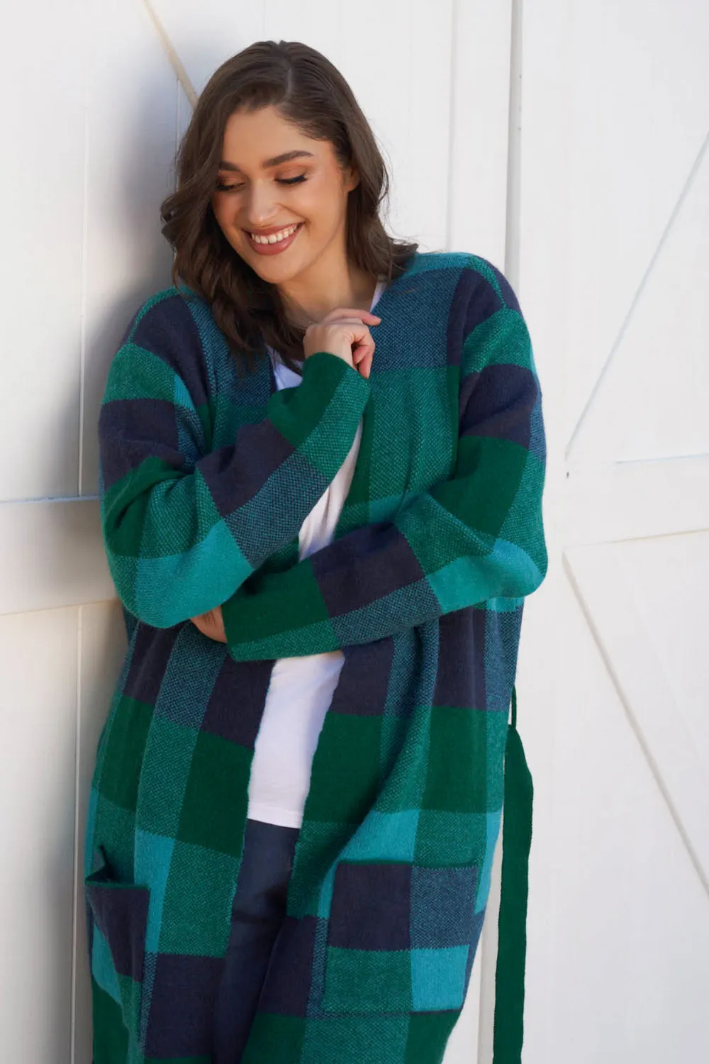 Swift Cardigan - Green/Blue Check