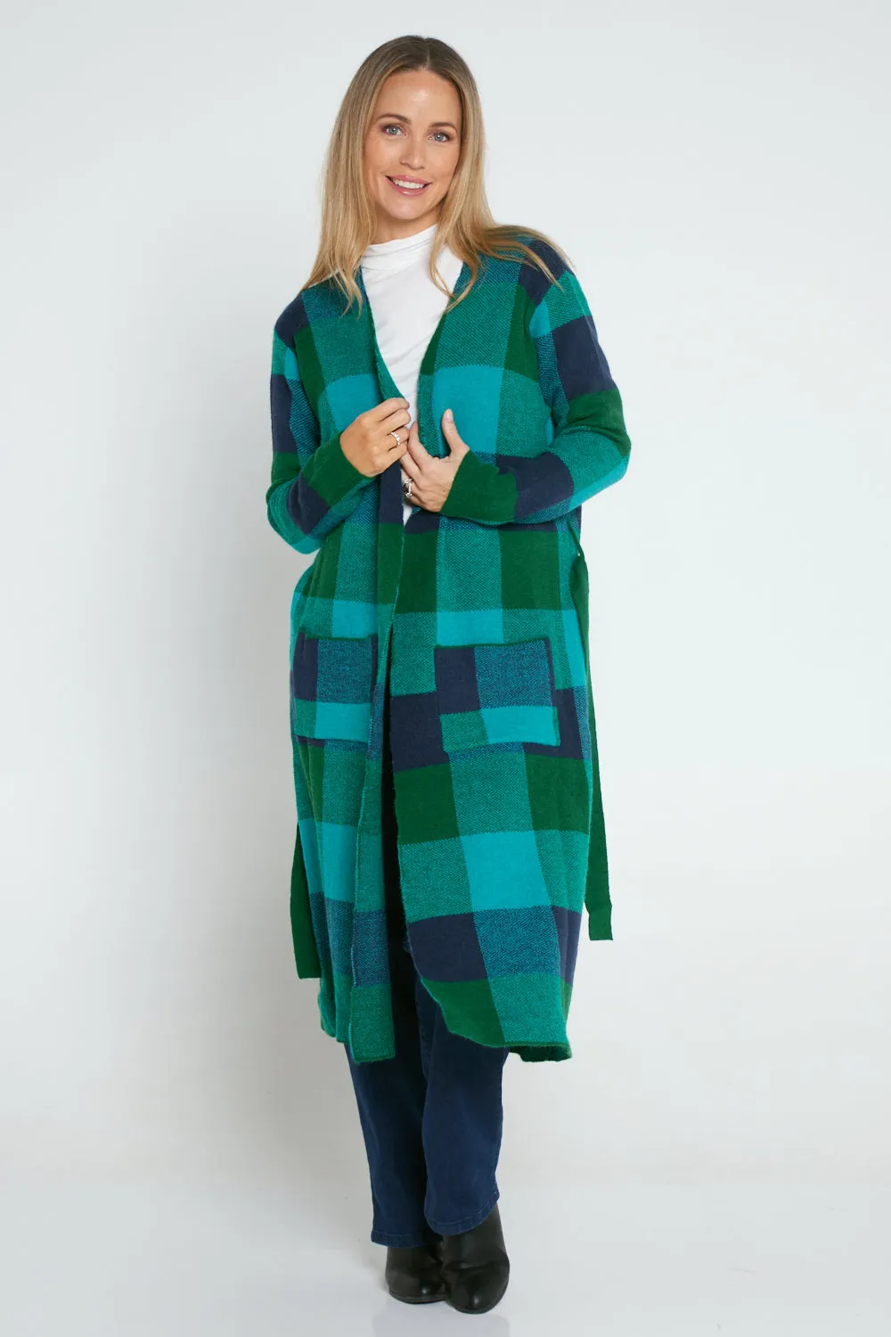 Swift Cardigan - Green/Blue Check