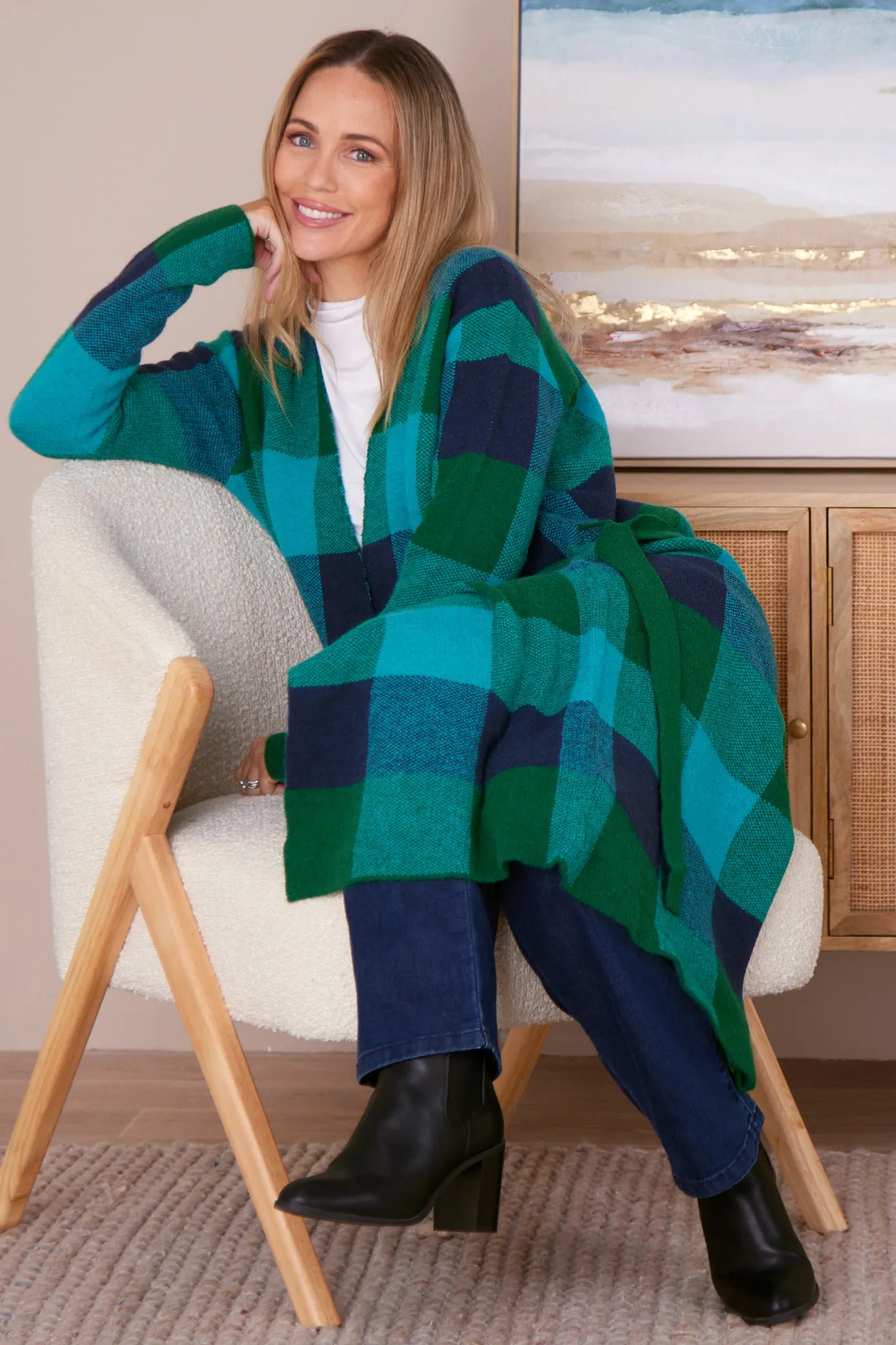 Swift Cardigan - Green/Blue Check
