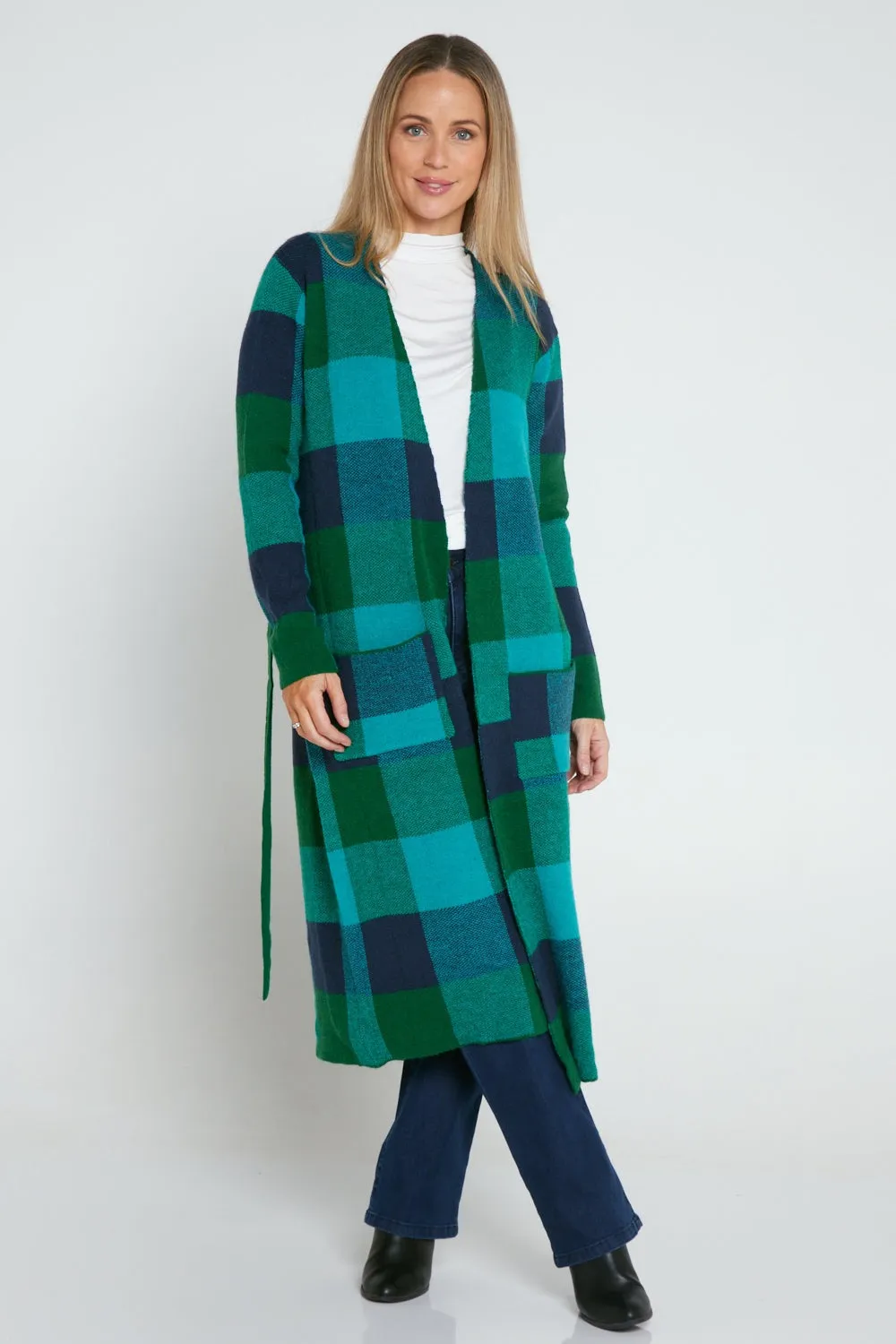 Swift Cardigan - Green/Blue Check