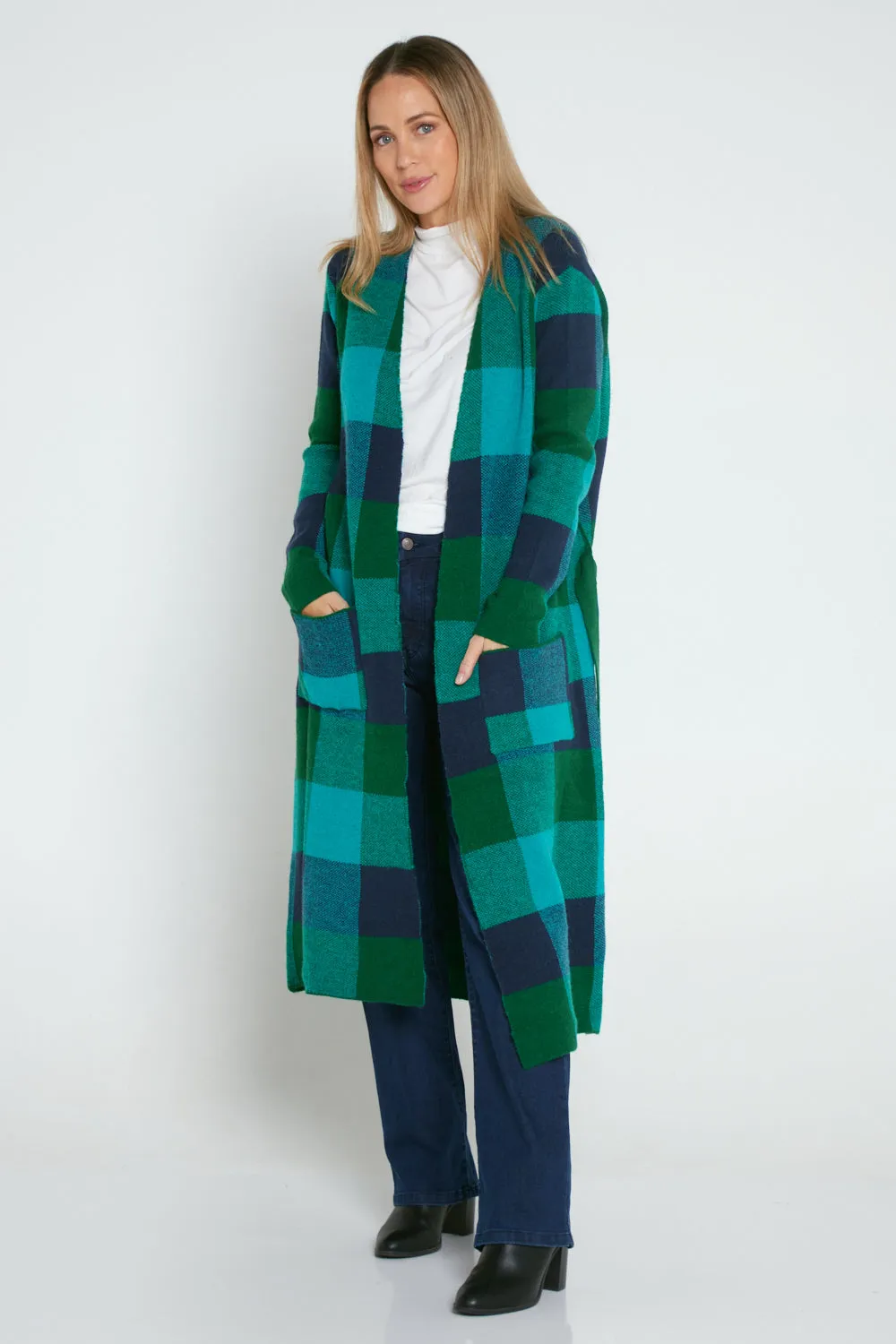 Swift Cardigan - Green/Blue Check