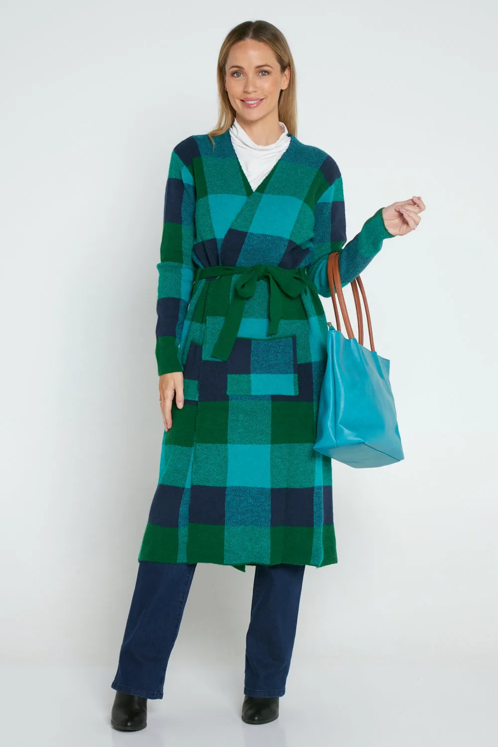 Swift Cardigan - Green/Blue Check