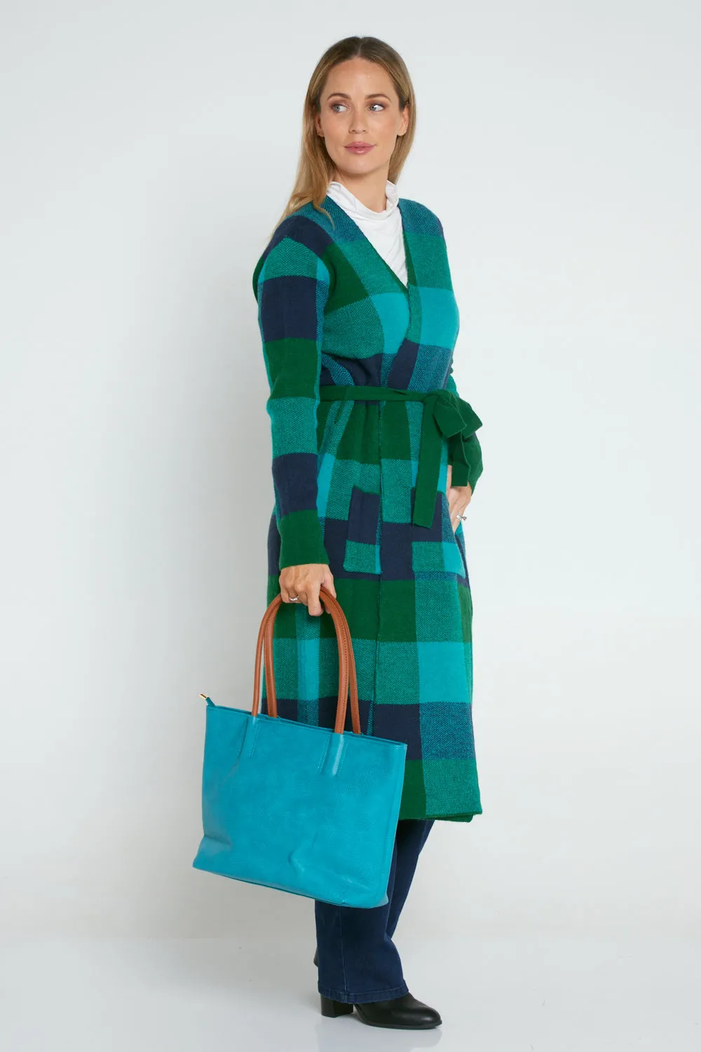 Swift Cardigan - Green/Blue Check