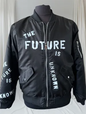 THE FUTURE IS UNKNOWN Mens Bomber Jacket, Large (Custom Order in any size)