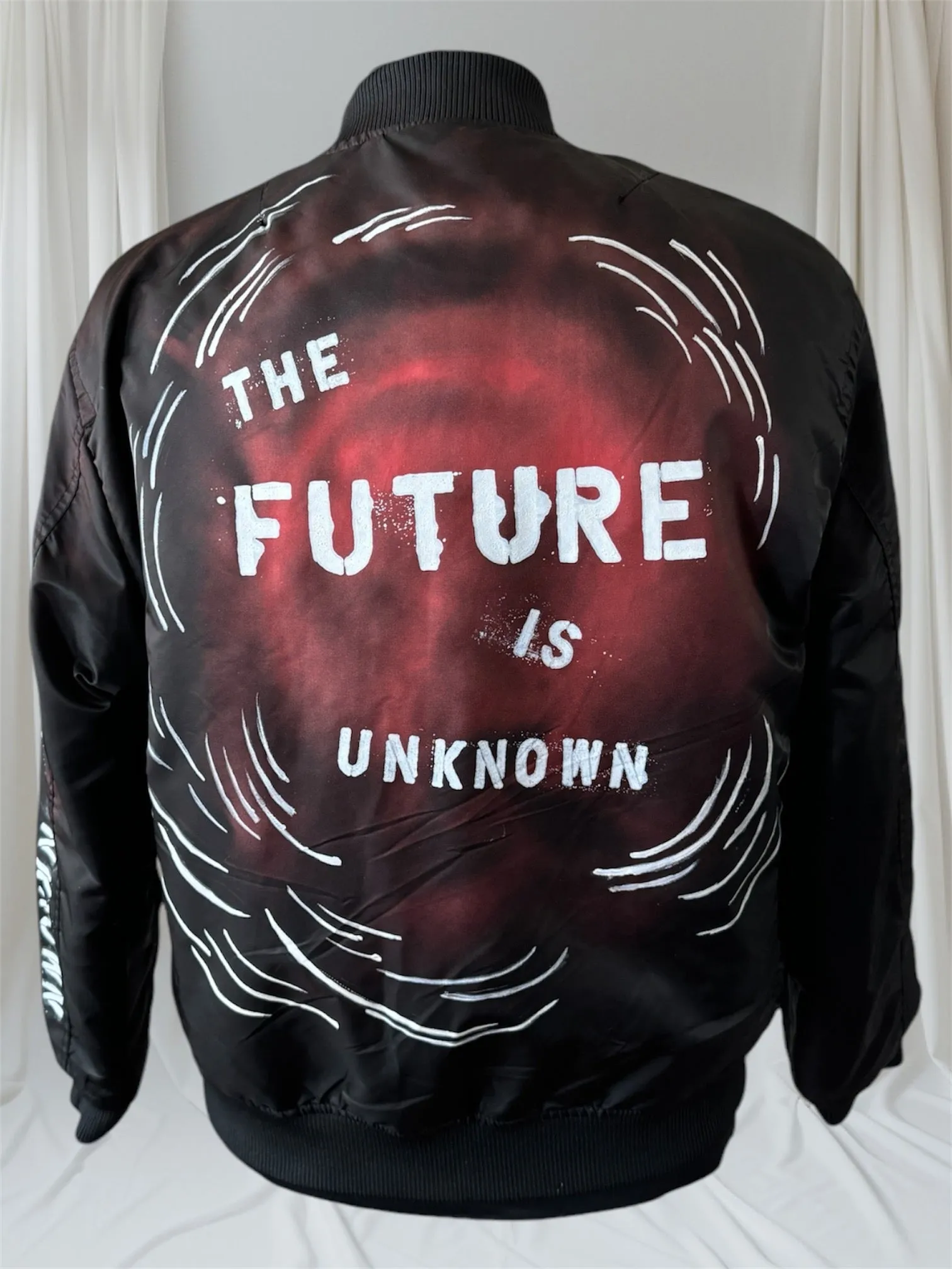 THE FUTURE IS UNKNOWN Mens Bomber Jacket, Large (Custom Order in any size)