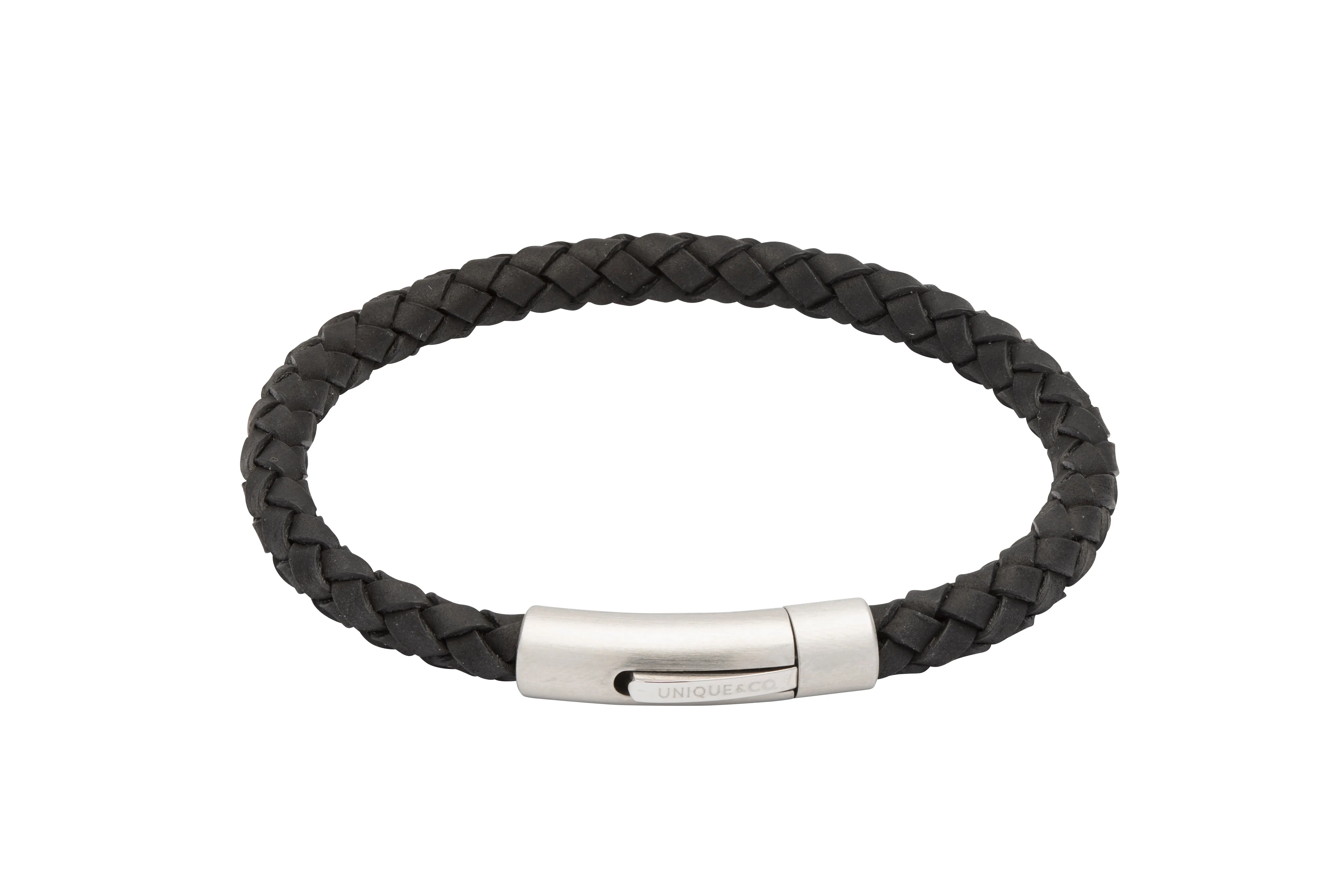 Unique & Co Black Leather Bracelet B399BL