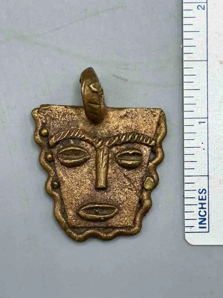 Unique Trapezoid African Brass Pendant - Ghana