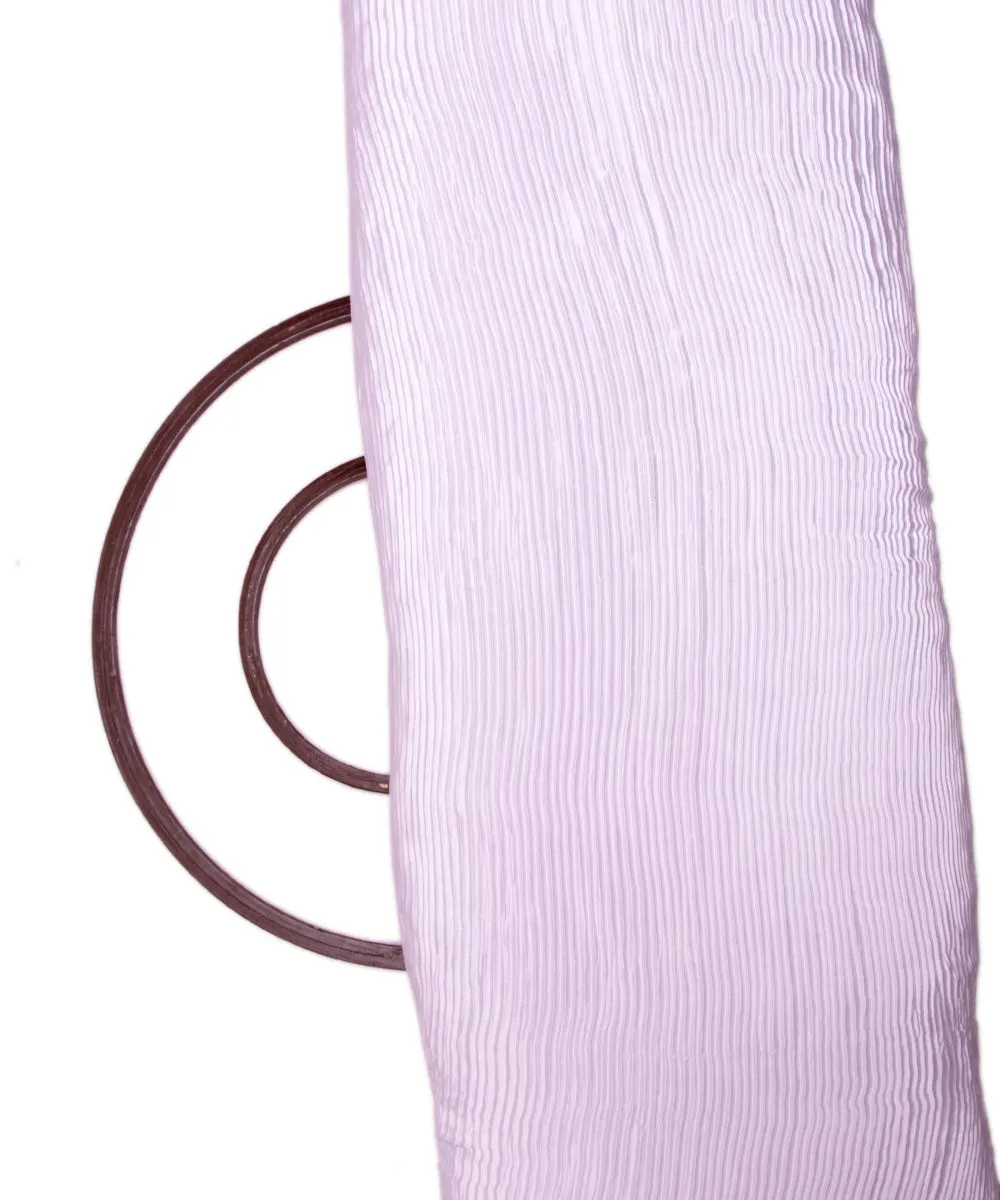 White Colour Plain Pleated Satin Fabric