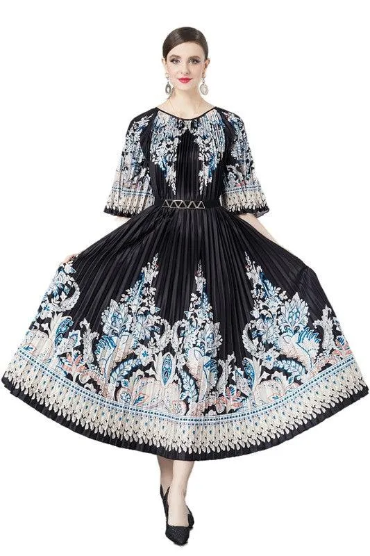 White or Black Multi Pleated Dresses