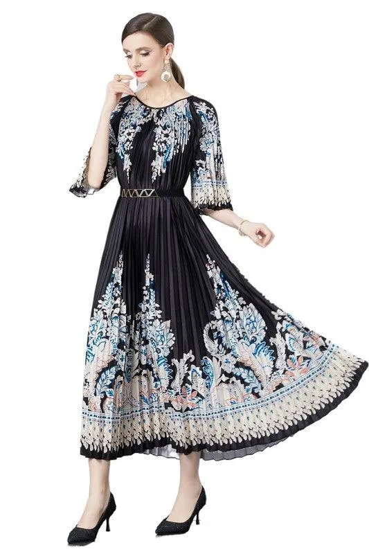 White or Black Multi Pleated Dresses