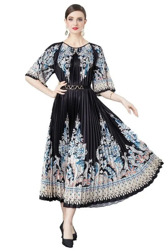 White or Black Multi Pleated Dresses