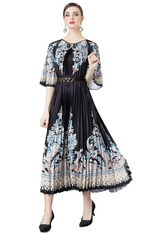 White or Black Multi Pleated Dresses