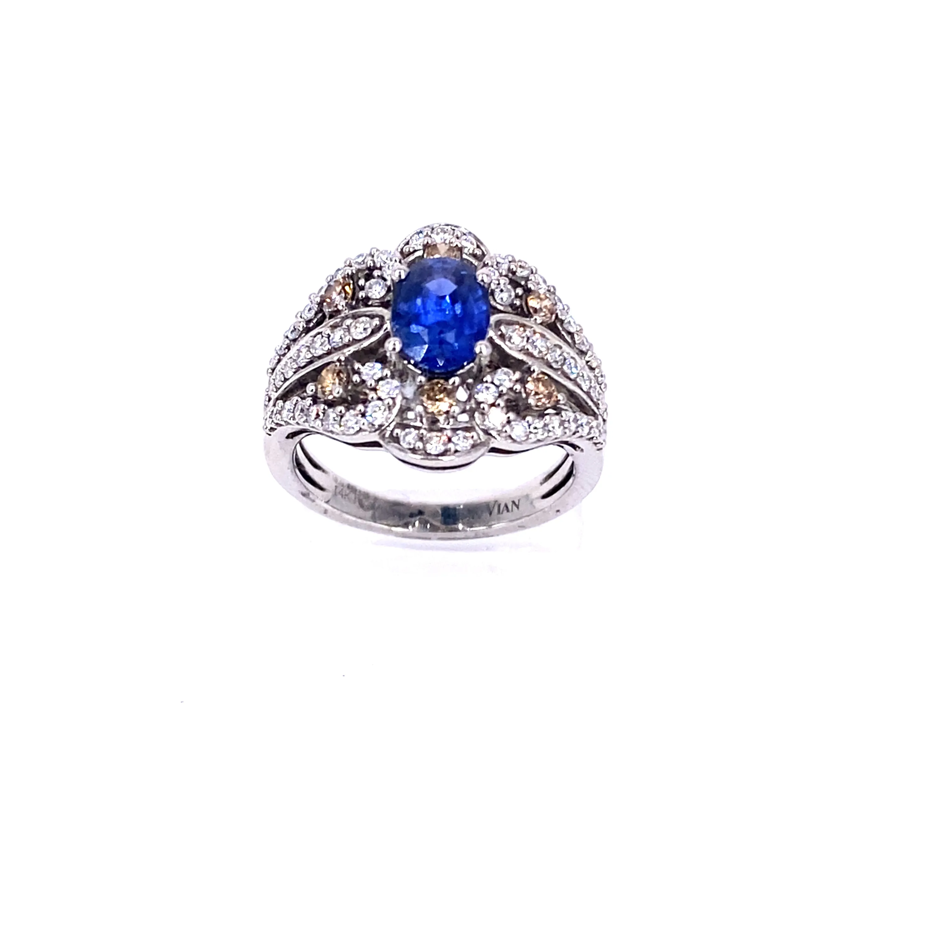 Women’s 18ct White Gold Diamond Designer Sapphire Ring