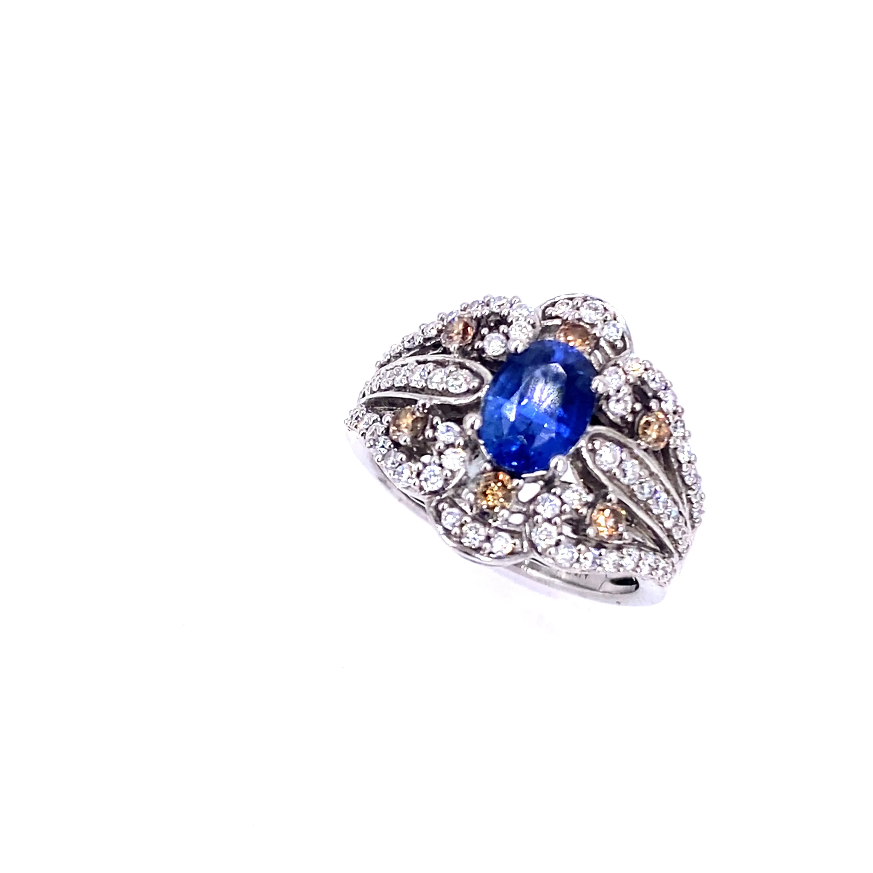 Women’s 18ct White Gold Diamond Designer Sapphire Ring
