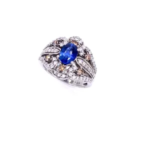 Women’s 18ct White Gold Diamond Designer Sapphire Ring