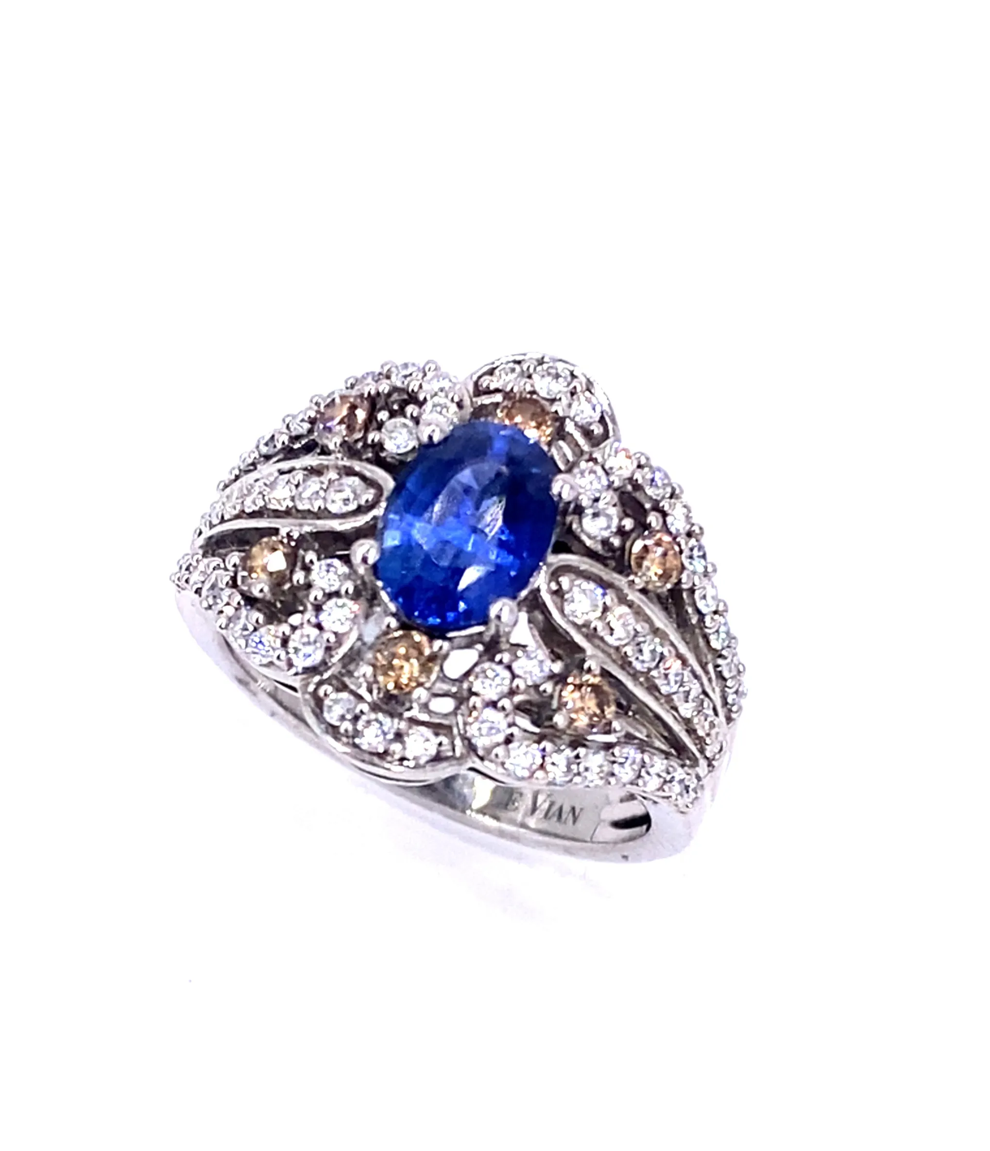 Women’s 18ct White Gold Diamond Designer Sapphire Ring