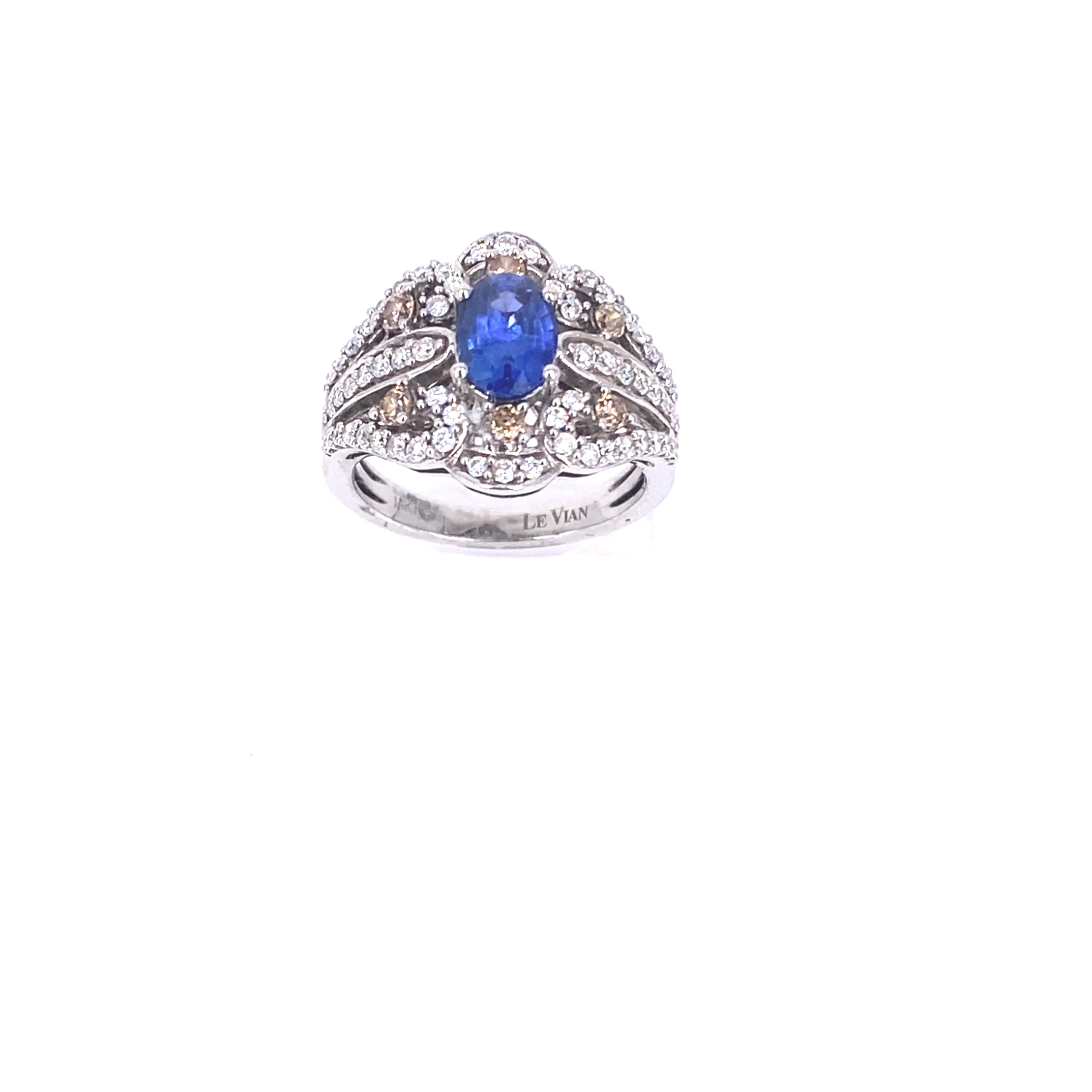 Women’s 18ct White Gold Diamond Designer Sapphire Ring