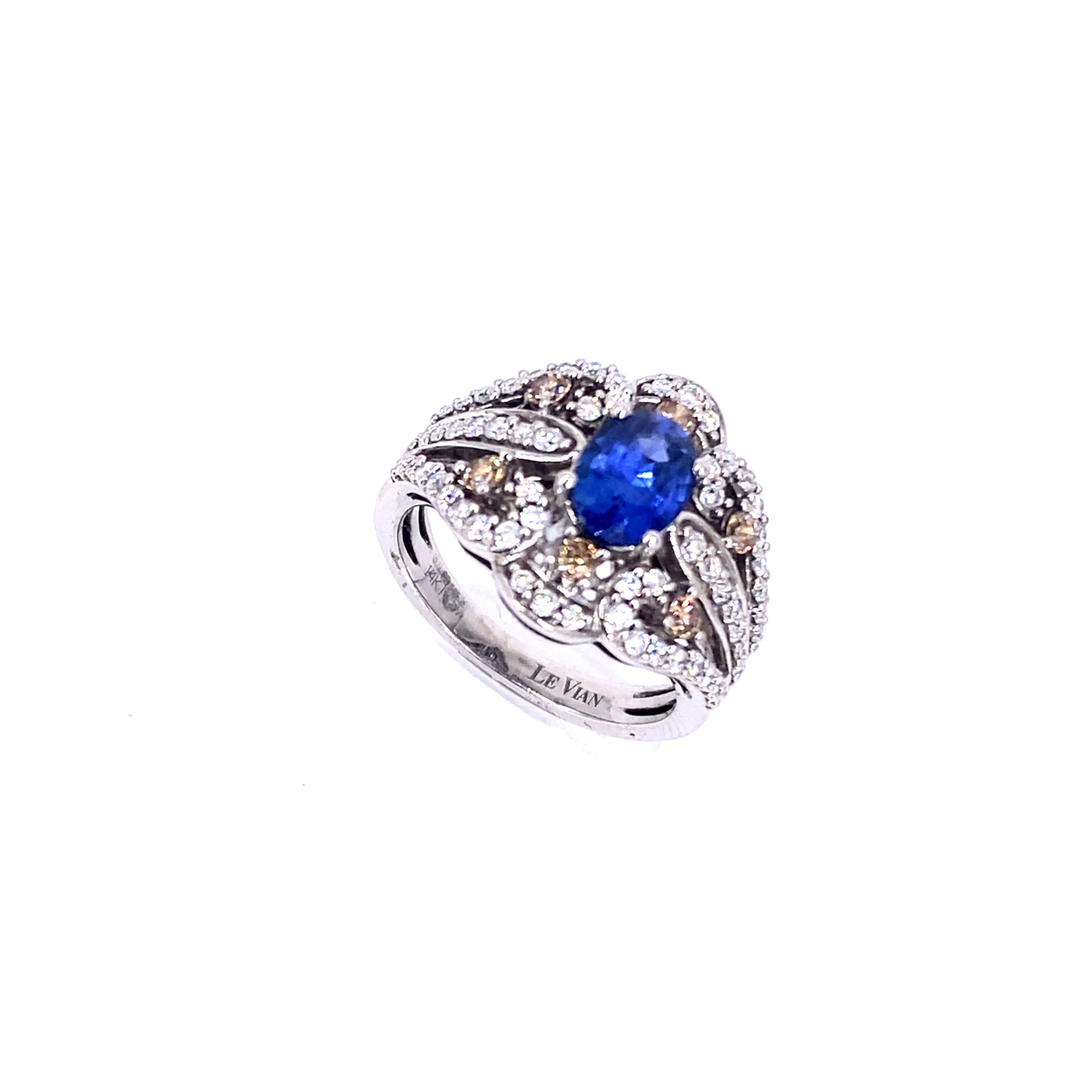 Women’s 18ct White Gold Diamond Designer Sapphire Ring