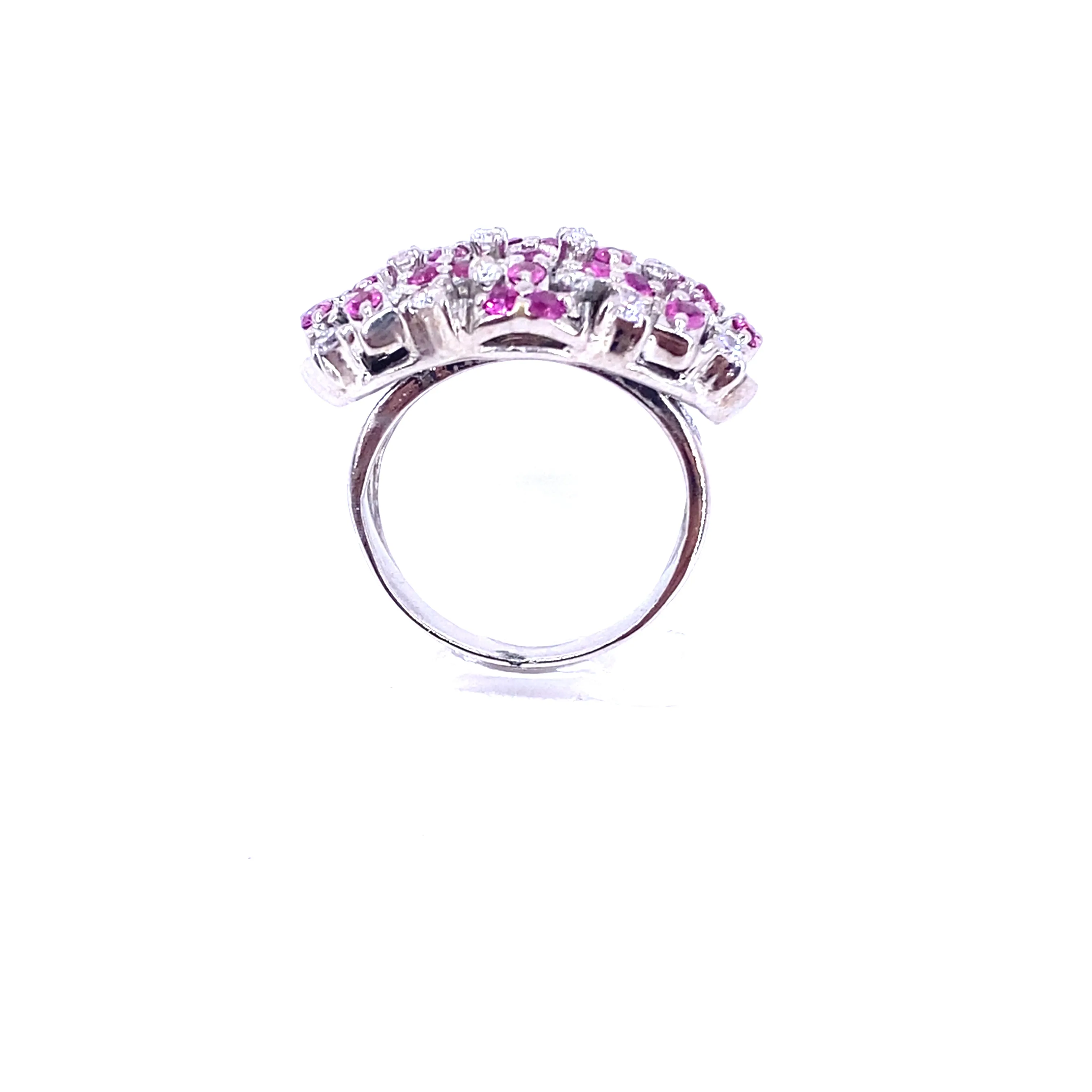 Women’s 18ct White Gold Diamond Ruby ‘Barbie’ Cluster Ring - 13.6g 0.50ct