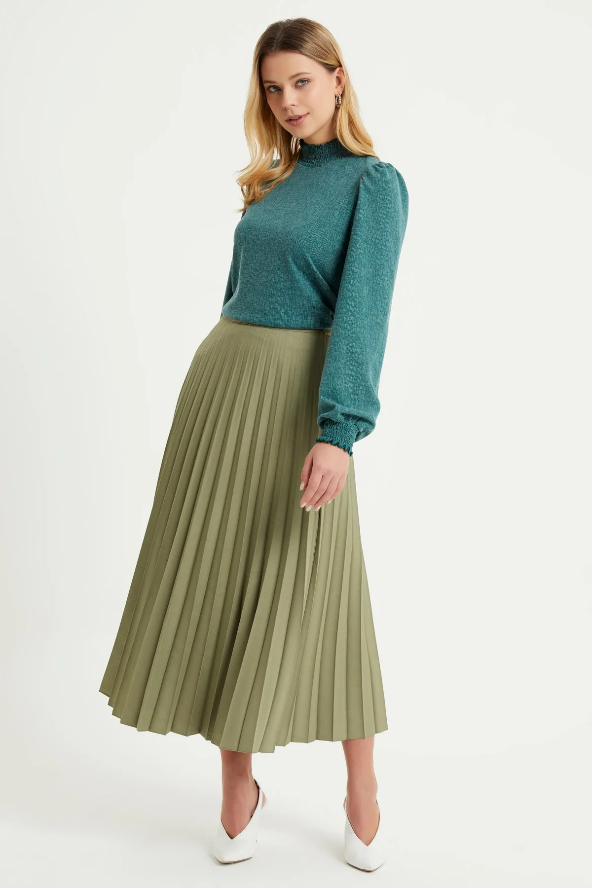 ZRF Women Pleated Basic Skirt - Mint - Chartres